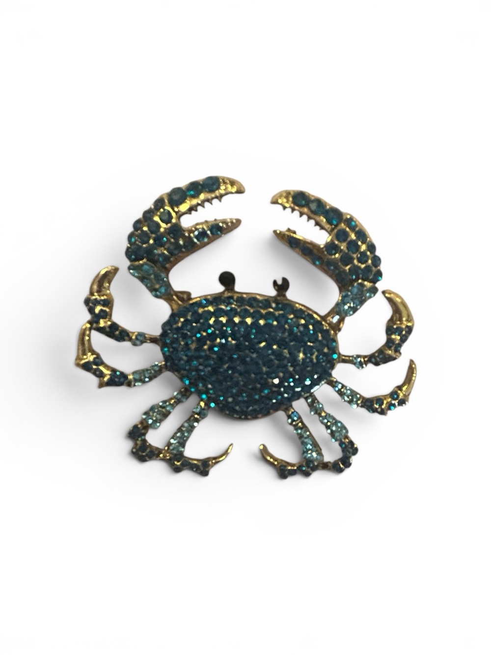 Sparkling Blue Crab Pin Brooch